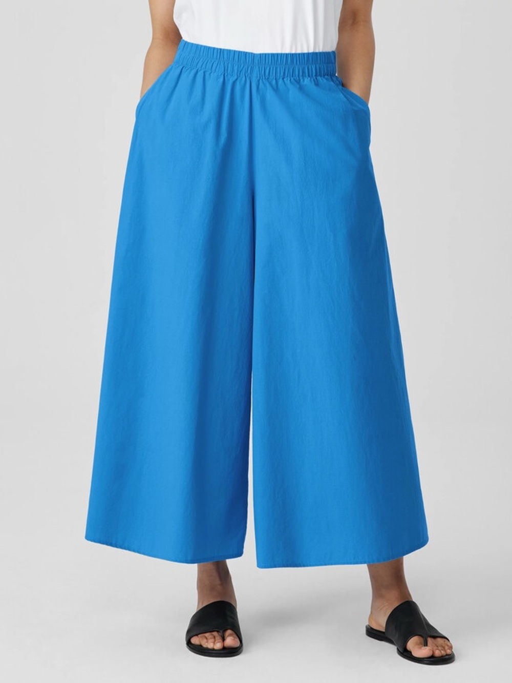 Eileen Fisher Washed Organic Cotton Poplin Skirt Pants In Calypso Size Medium